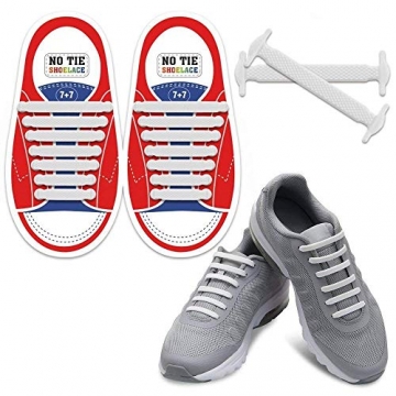 HOMAR Durable Kinder-Sport-Fan Shoelaces Gummi Kinder Elastische Sportlauf Schnürsenkel Flache Schnürsenkel für Sneakers Boots Oxford - White - 1